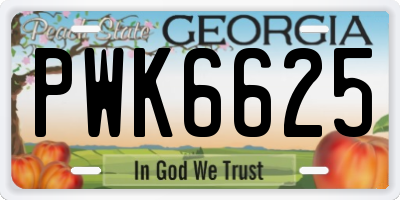 GA license plate PWK6625