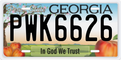 GA license plate PWK6626