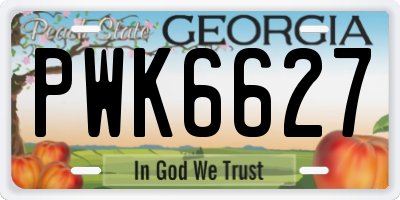 GA license plate PWK6627