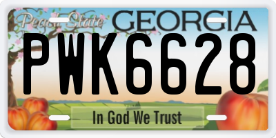 GA license plate PWK6628