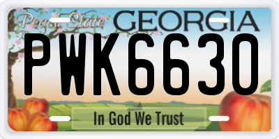 GA license plate PWK6630