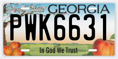 GA license plate PWK6631