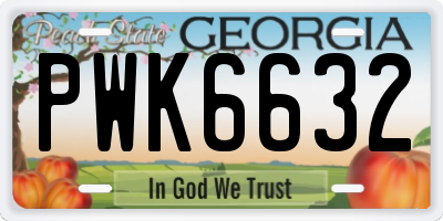 GA license plate PWK6632