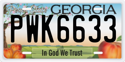 GA license plate PWK6633