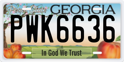 GA license plate PWK6636