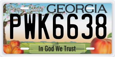 GA license plate PWK6638