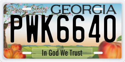 GA license plate PWK6640