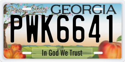GA license plate PWK6641