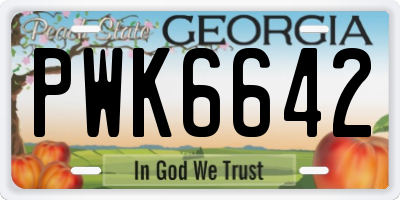 GA license plate PWK6642