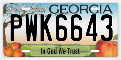 GA license plate PWK6643