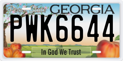 GA license plate PWK6644