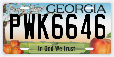 GA license plate PWK6646