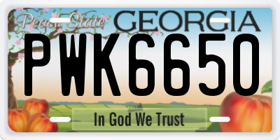 GA license plate PWK6650
