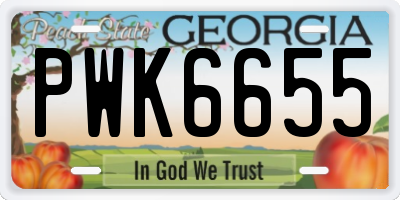 GA license plate PWK6655