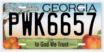 GA license plate PWK6657
