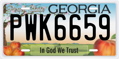 GA license plate PWK6659