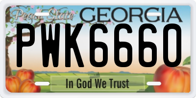 GA license plate PWK6660