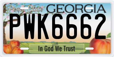 GA license plate PWK6662