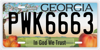 GA license plate PWK6663