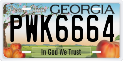GA license plate PWK6664