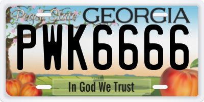GA license plate PWK6666