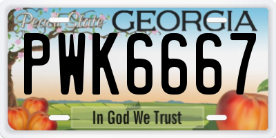 GA license plate PWK6667