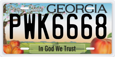 GA license plate PWK6668