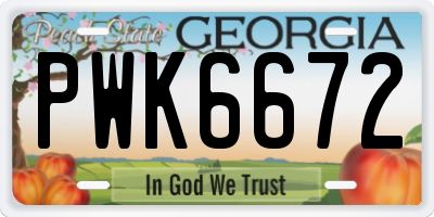GA license plate PWK6672