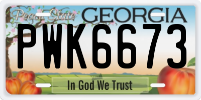 GA license plate PWK6673