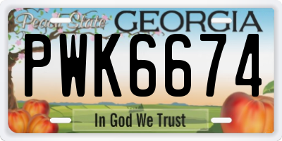 GA license plate PWK6674