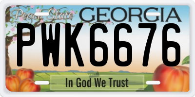 GA license plate PWK6676