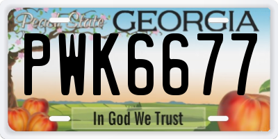 GA license plate PWK6677
