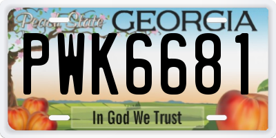 GA license plate PWK6681