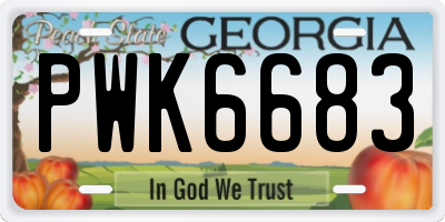 GA license plate PWK6683
