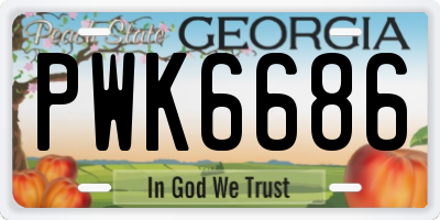 GA license plate PWK6686
