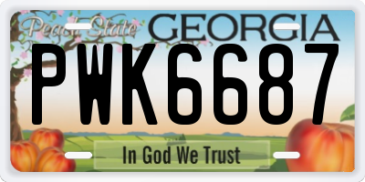 GA license plate PWK6687
