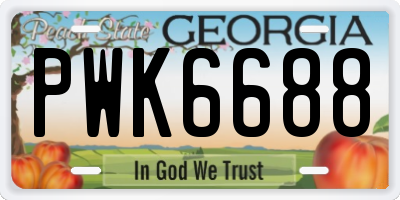 GA license plate PWK6688