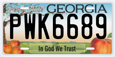 GA license plate PWK6689