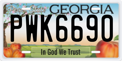 GA license plate PWK6690