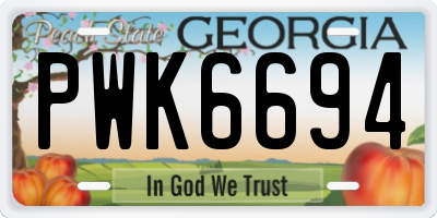 GA license plate PWK6694