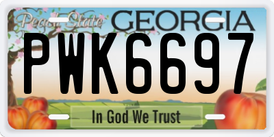GA license plate PWK6697