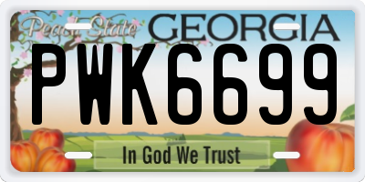 GA license plate PWK6699