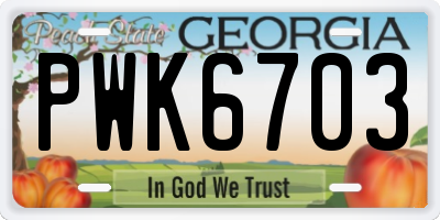 GA license plate PWK6703