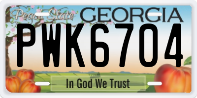GA license plate PWK6704