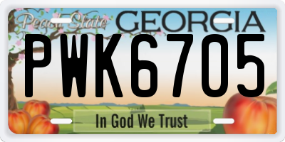 GA license plate PWK6705