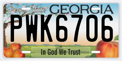 GA license plate PWK6706