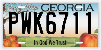 GA license plate PWK6711