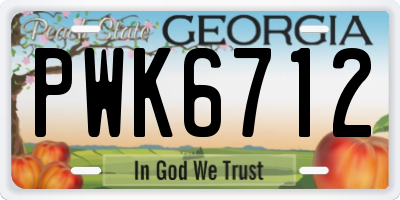 GA license plate PWK6712