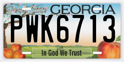 GA license plate PWK6713