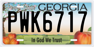 GA license plate PWK6717